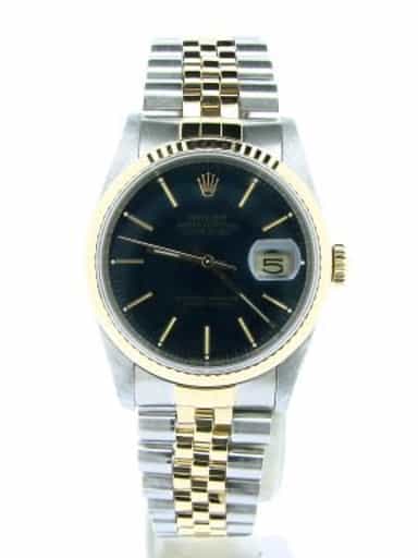 Mens Rolex Two-Tone 18K/SS Datejust Black  16233 (SKU R788875NBCMT)