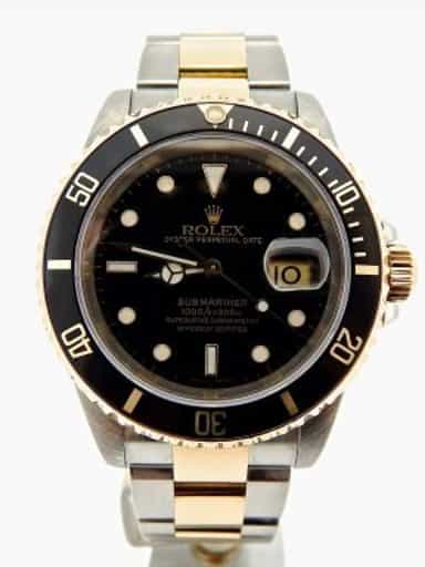 Mens Rolex Two-Tone 18K/SS Submariner Black  16613 (SKU P140411NNMT)