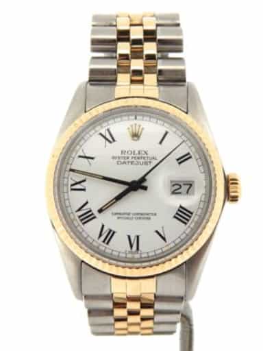 Mens Rolex Two-Tone Datejust White Roman 16013 (SKU 9369614NBMT)
