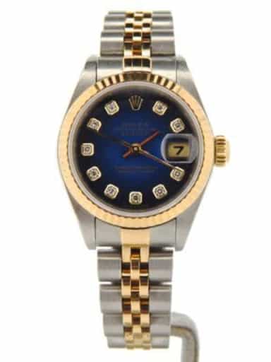 Ladies Rolex Two-Tone 18K/SS Datejust Blue Vignette Diamond 79173 (SKU K842715NMT)