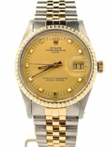 Mens Rolex Two-Tone Date Champagne 15053 (SKU 7429818NMT)