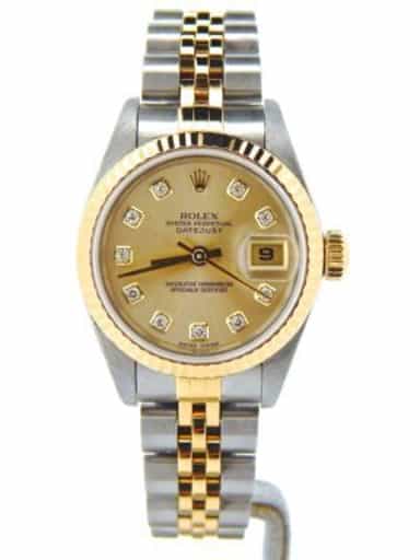 Ladies Rolex Two-Tone 18K/SS Datejust Champagne Diamond 69173 (SKU U416103NMT)
