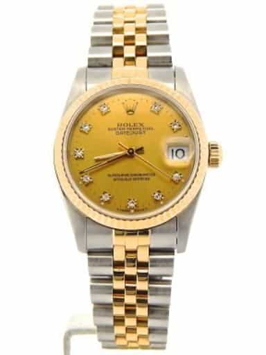 Mid Size Rolex Two-Tone 18K/SS Datejust Champagne Diamond 68273 (SKU R511237NMT)