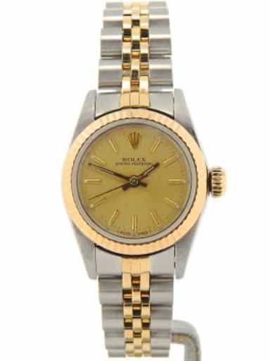 Ladies Rolex Two-Tone 18K/SS Oyster Perpetual Champagne  67193 (SKU R408479NMT)
