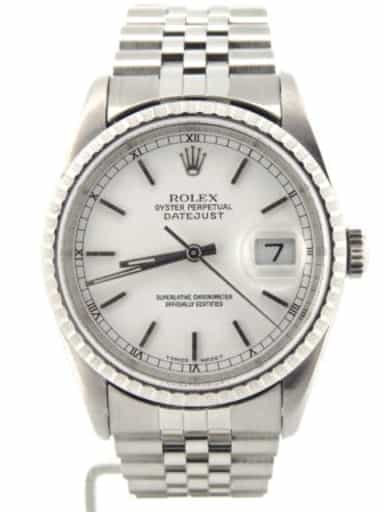 Mens Rolex Stainless Steel Datejust White 16220 (SKU BE373429NMT)