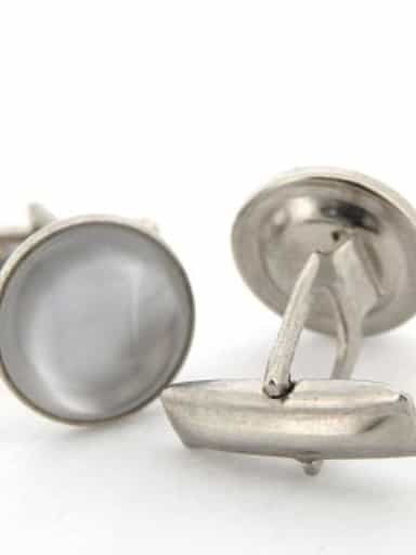 GENUINE STAINLESS STEEL SILVER ENAMEL CUFFLINK SET (SKU BTCL006N)