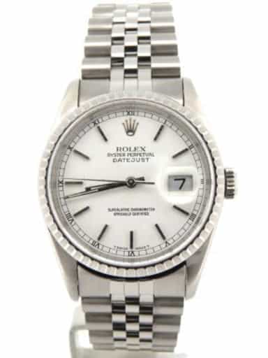 Mens Rolex Stainless Steel Datejust White 16220 (SKU BE373429NAJMT)