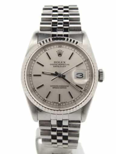 Mens Rolex Stainless Steel Datejust Watch 16234 with Silver Dial (SKU R883990NMT)