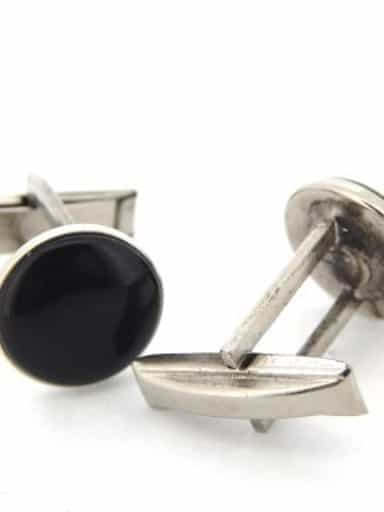 STAINLESS STEEL BLACK ENAMEL CUFFLINK SET (SKU BTCL002N)