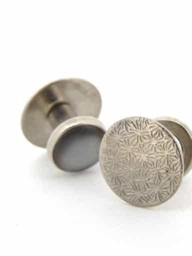 Stainless Steel Silver Enamel 3-Piece Button Set (SKU BTCL004N)