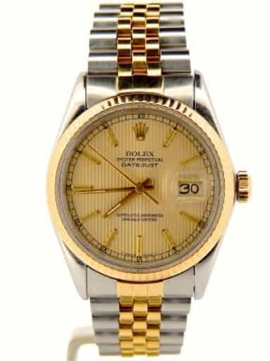 Mens Rolex Two-Tone 18K/SS Datejust Champagne  16013 (SKU 9451442NCMT)
