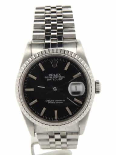 Mens Rolex Stainless Steel Datejust Black 16220 (SKU BY762851NMDMT)
