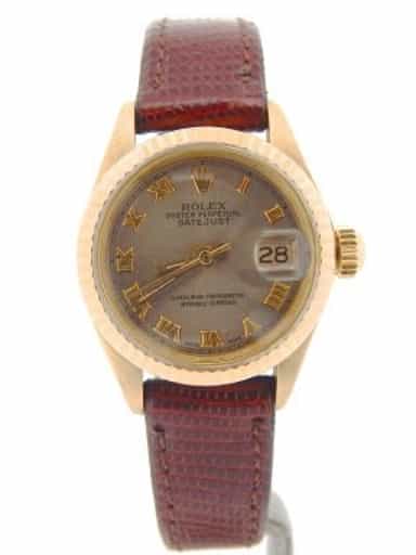 Ladies Rolex 18K Yellow Gold Datejust Gray, Slate Roman 6917 (SKU 3172168NBRNMT)