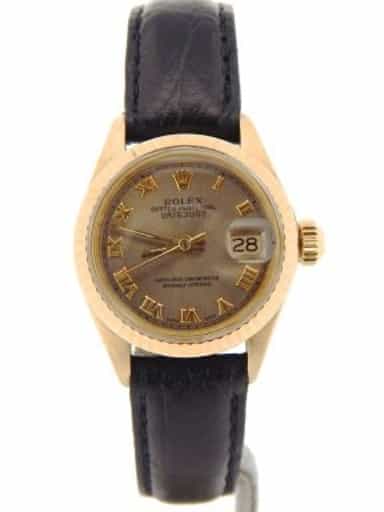 Ladies Rolex 18K Yellow Gold Datejust Gray, Slate Roman 6917 (SKU 3172168NBLKMT)