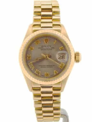 Ladies Rolex 18K Yellow Gold Datejust President Gray Slate Roman 6917 (SKU 3172168NPRZMT)