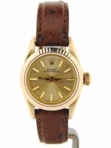 Ladies Rolex 14K Yellow Gold Oyster Perpetual Champagne  67197 (SKU 9039078NBRNCMT)
