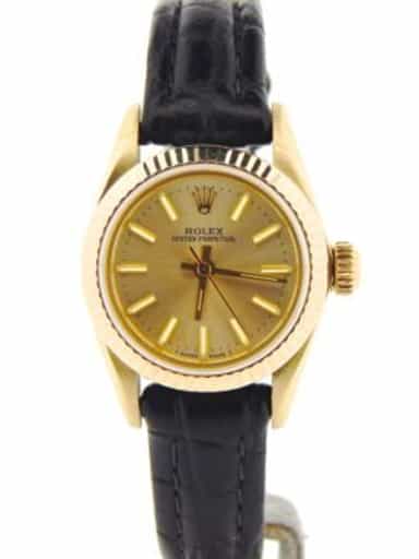 Ladies Rolex 14K Yellow Gold Oyster Perpetual Champagne  67197 (SKU 9039078NBLKCMT)