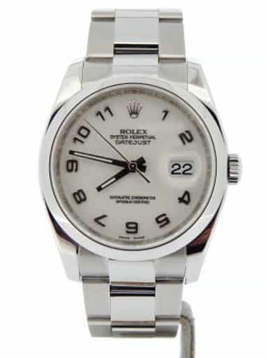 Mens Rolex Stainless Steel Datejust White Arabic 116200 (SKU M202537N03MT)