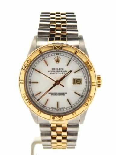 Mens Rolex Two-Tone 18K/SS Datejust Turn-O-Graph White  16263 (SKU 8621978MT)