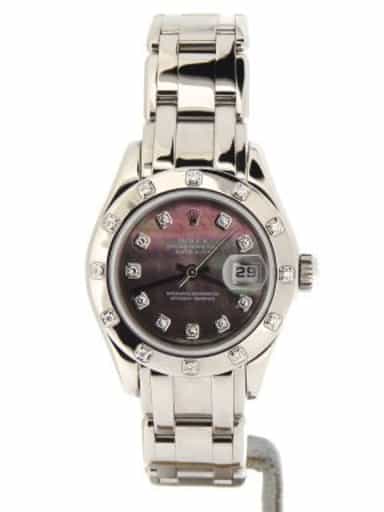 Ladies Rolex 18K White Gold Datejust Pearlmaster Tahitian Diamond 80319 (SKU P901158NMT)