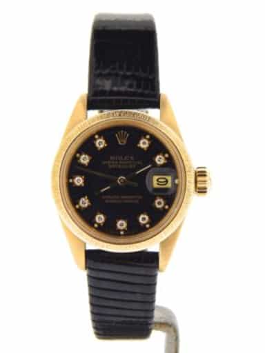 Ladies Rolex 18K Yellow Gold Datejust Black Diamond 6927 (SKU 6520535NBLKMT)