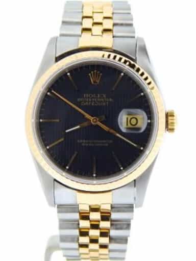 Mens Rolex Two-Tone 18K/SS Datejust Black  16233 (SKU S480823NBCMT)