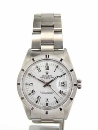 Mens Rolex Stainless Steel Date White Roman 15010 (SKU 8258883NMT)