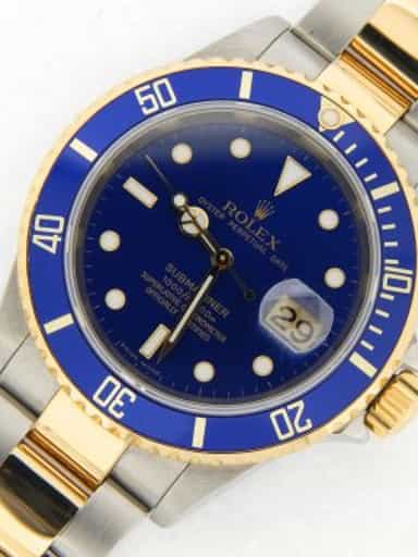 Mens Rolex Two-Tone 18K/SS Submariner Blue  16613T (SKU Z433029NNMT)