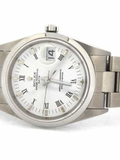 Mens Rolex Stainless Steel Date White Roman 15200 (SKU F238919MT)