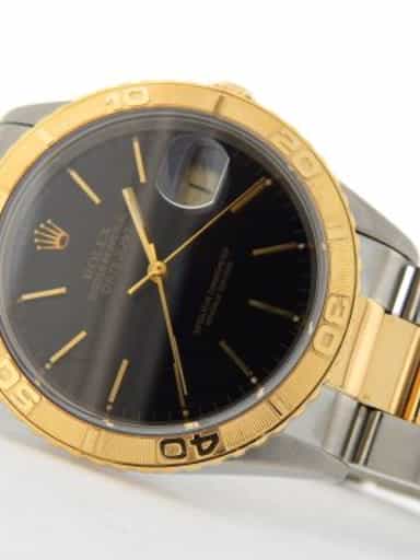 Mens Rolex Two-Tone 18K/SS Datejust Turn-O-Graph Black  16263 (SKU U782383MT)