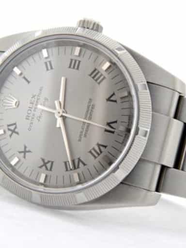 Mens Rolex Stainless Steel Air-King Silver Gray Roman 114210 (SKU M598690MT)