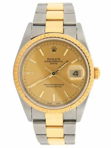 Pre Owned Mens Rolex Two-Tone Date Watch with a Gold Champagne Dial 15223 (SKU D430010NM)