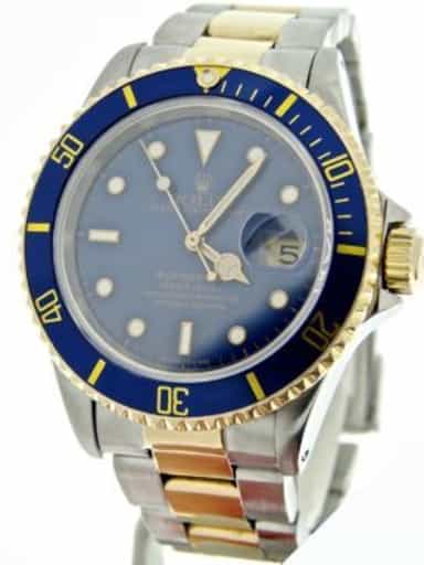 Mens Rolex Two-Tone 18K/SS Submariner Blue  16613 (SKU S459543BCMT)