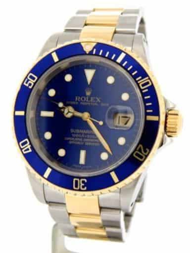 Mens Rolex Two-Tone 18K/SS Submariner Blue  16613 (SKU K468759MT)