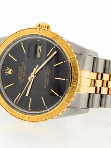Pre Owned Mens Rolex Two-Tone Datejust with a Black Dial 16253 (SKU 9787729MT)