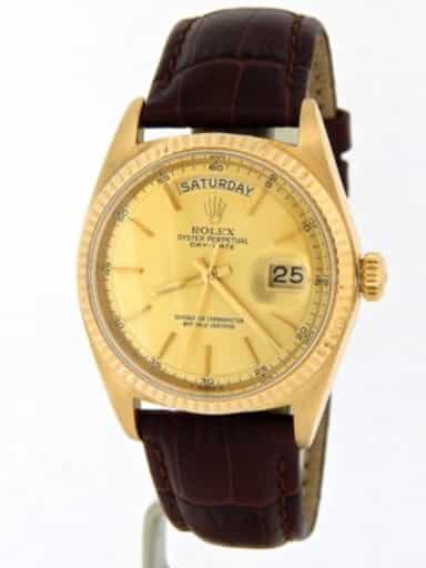 Mens Rolex 18K Gold Day-Date Watch with Gold Champagne Dial 1803 (SKU 3183644MT)