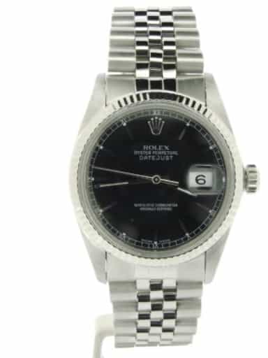 Mens Rolex Stainless Steel Datejust Black 16014 (SKU B635606NMT)