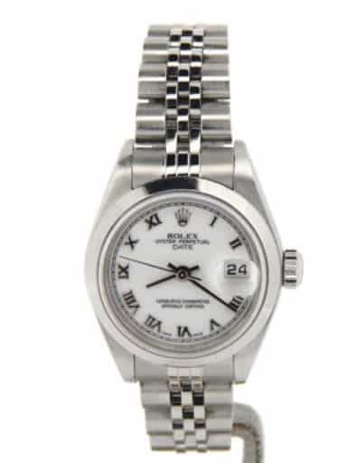 Ladies Rolex Stainless Steel Date White Roman 79160 (SKU P743013NMT)