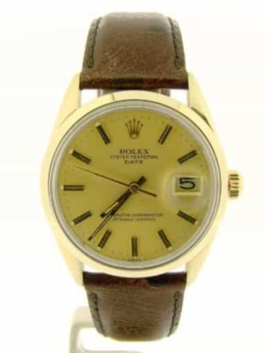 Mens Rolex 14K Gold Shell Date Champagne 1550 (SKU 6074234NMT)