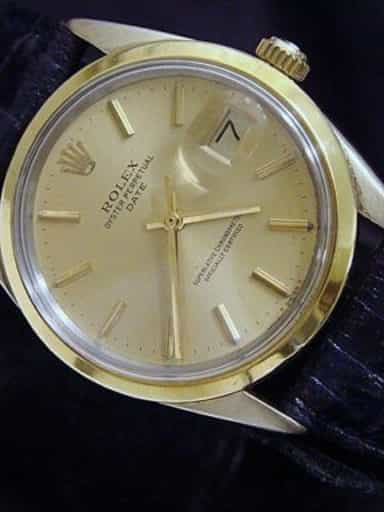 Mens Rolex 14K Gold Shell Date Champagne 1550 (SKU 6098272BMT)