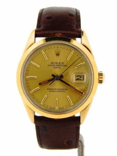 Mens Rolex 14K Gold Shell Date Watch Champagne Dial Model Ref. 15505 (SKU 8103469NBRNBMT)