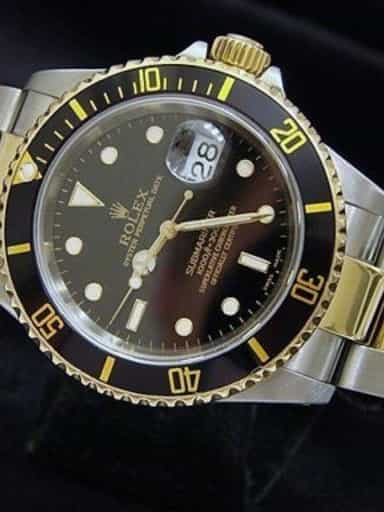 Mens Rolex Two-Tone 18K/SS Submariner Black  16613 (SKU P740192MT)