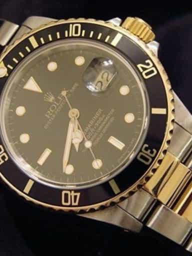Mens Rolex Two-Tone 18K/SS Submariner Black 16803 (SKU R247153MT)