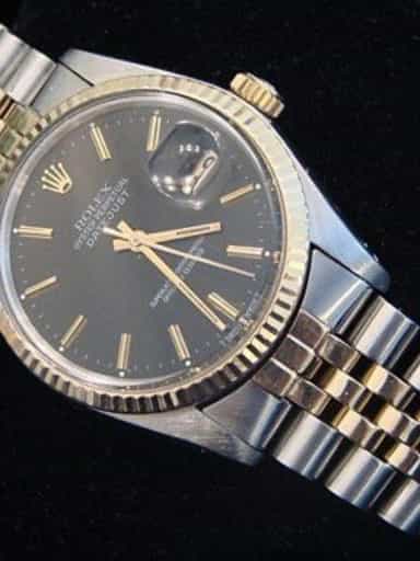 Mens Rolex Two-Tone Datejust Black 16013 (SKU B851MT)