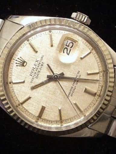 Mens Rolex Stainless Steel Datejust Silver Linen 1601 (SKU 203AMT)