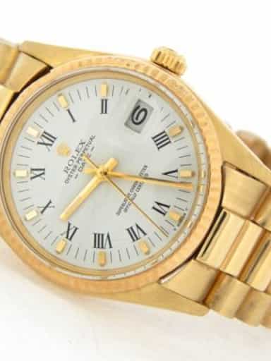 Mens Rolex 14K Yellow Gold Date White Roman 1503 (SKU 8946090MT)