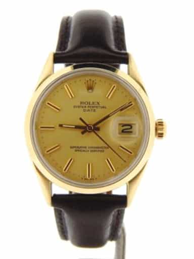 Mens Rolex 14K Gold Shell Date Champagne 1550 (SKU 5997466NBMT)