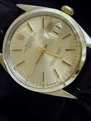 Mens Rolex 14K Gold Shell Date Champagne 1550 (SKU 1550GSBMT)