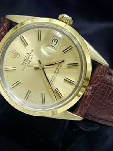 Mens Rolex 14K Gold Shell Date Champagne 1550 (SKU 8369166MT)