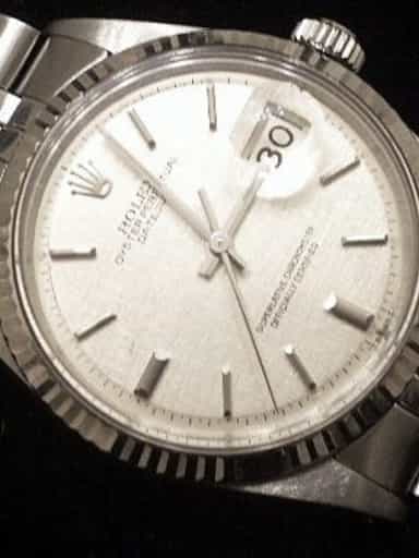 Mens Rolex Stainless Steel Datejust Watch Silver Linen 1601 (SKU 29011111BCMT)
